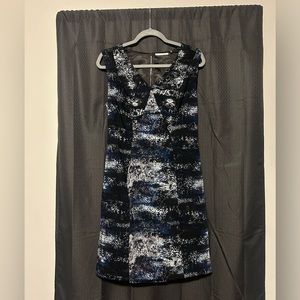 T TAHARI Blue, Black, Gray Snakeskin Sleeveless Dress Size 10